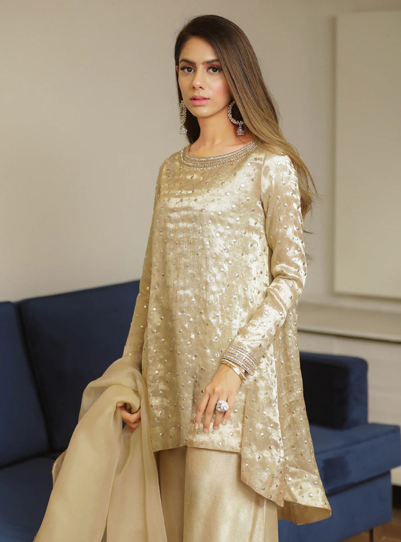 Amara Gold Hand-Embellished Tissue & Organza Set