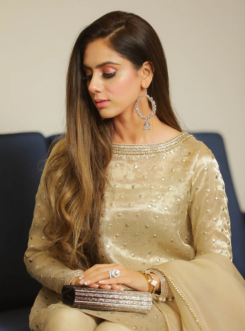 Amara Gold Hand-Embellished Tissue & Organza Set