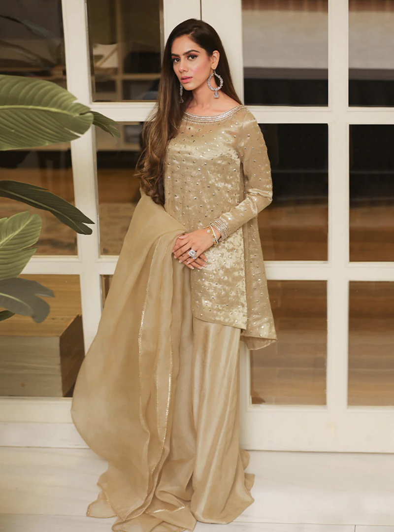 Amara Gold Hand-Embellished Tissue & Organza Set