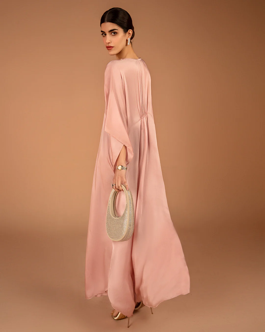 Amira Pink Embellished Silk Kaftan Dress
