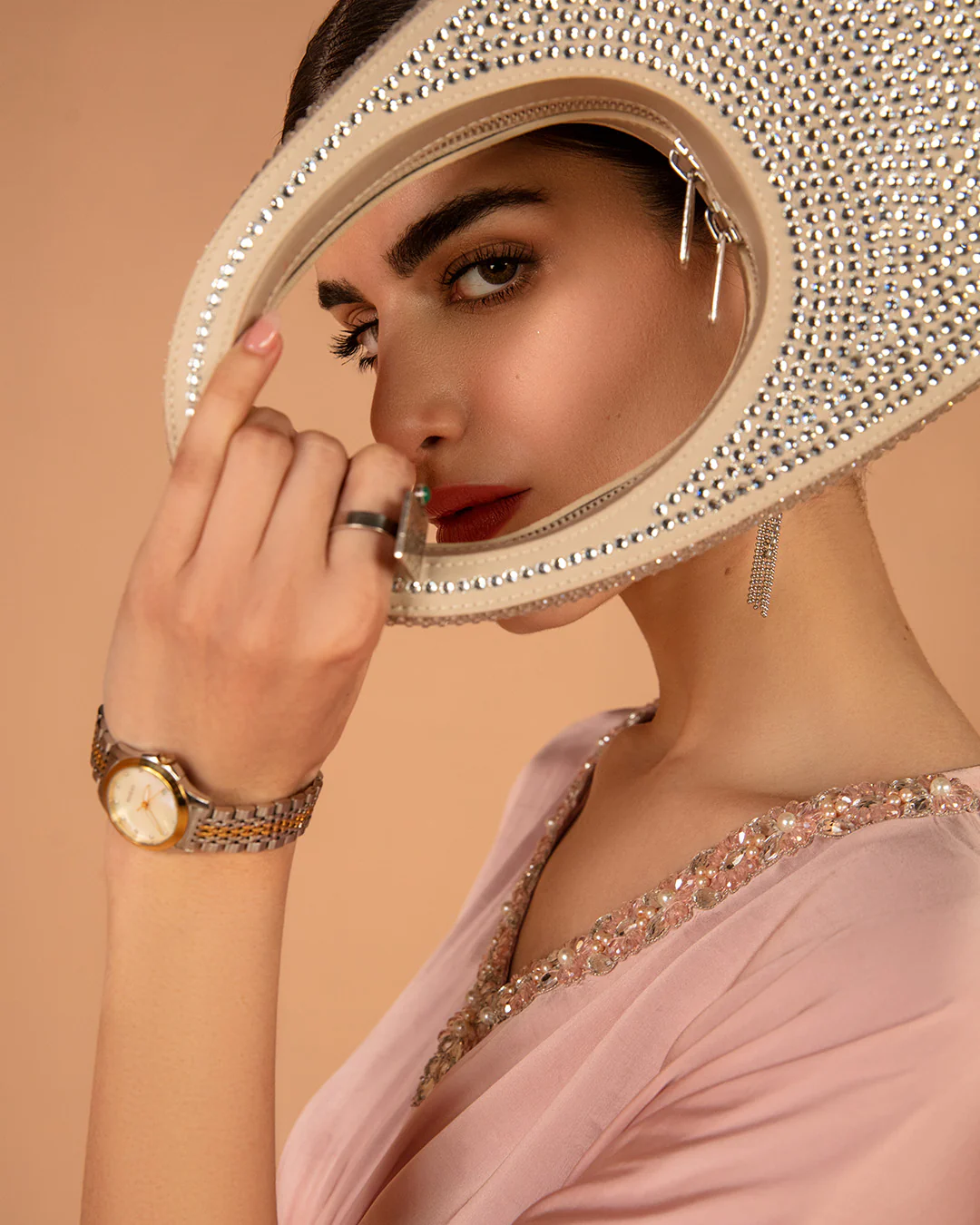 Amira Pink Embellished Silk Kaftan Dress