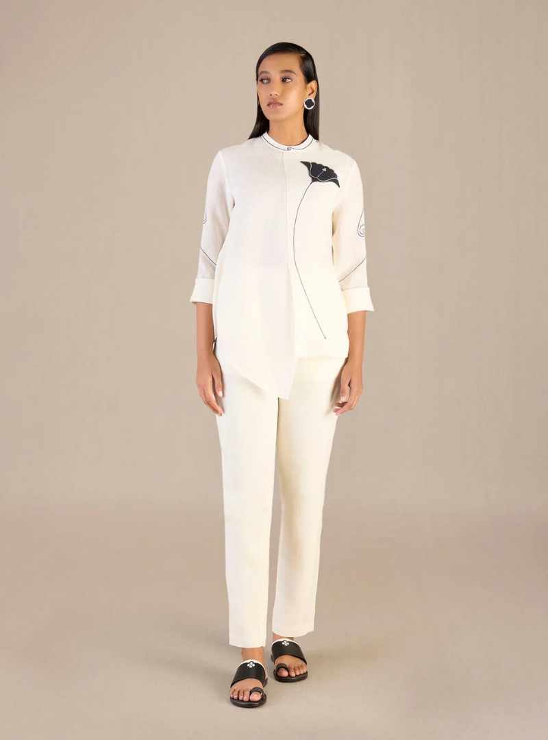 Ayzel Ivory Linen Shirt Set Dress