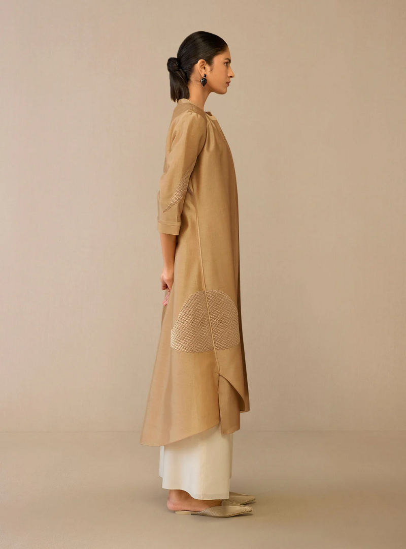 Golden Meadow Embroidered Jacket Shirt Set