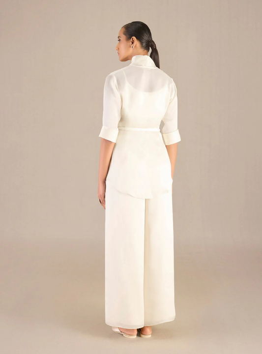 Lunara Ivory Satin Organza Co-ord Set Dress