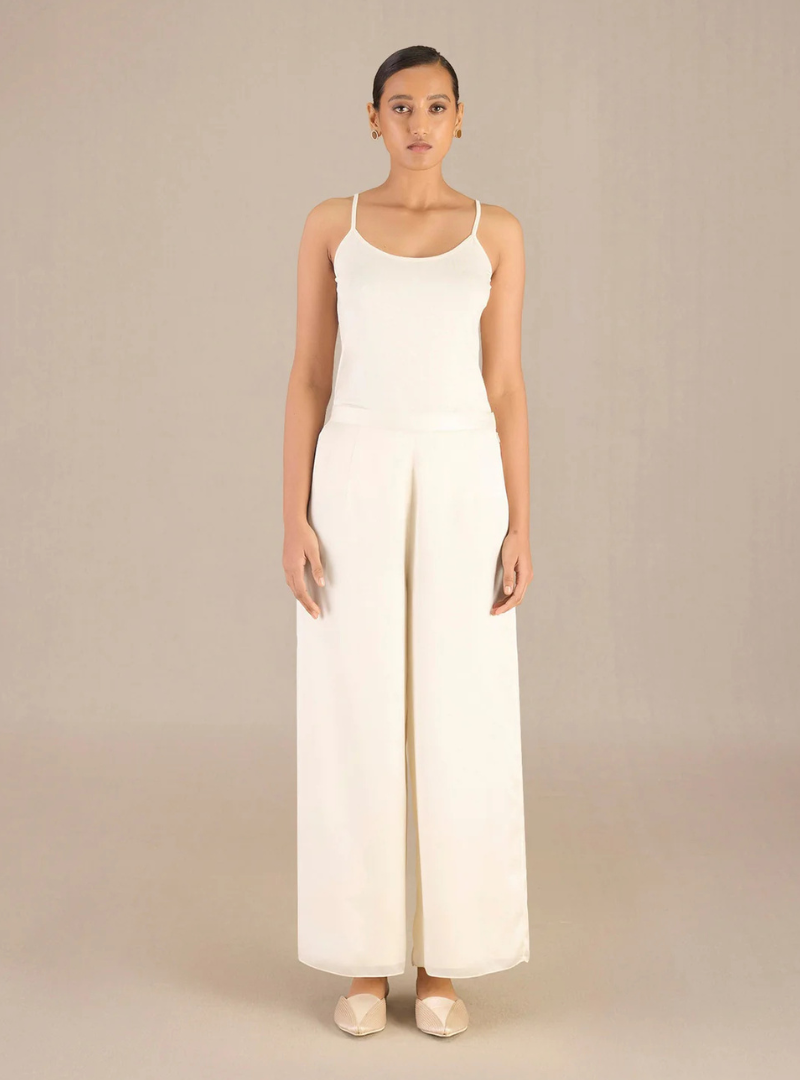 Lunara Ivory Satin Organza Co-ord Set Dress
