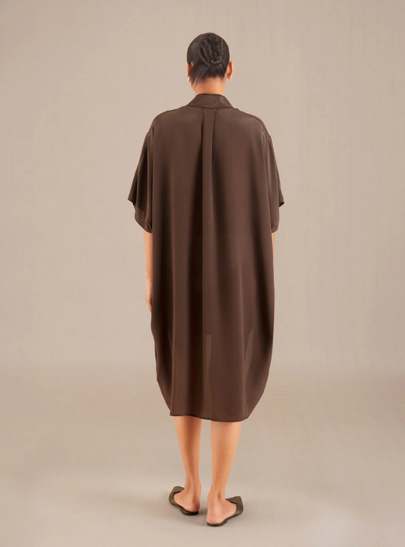 Sienna Flow Dark Brown Crepe Dress