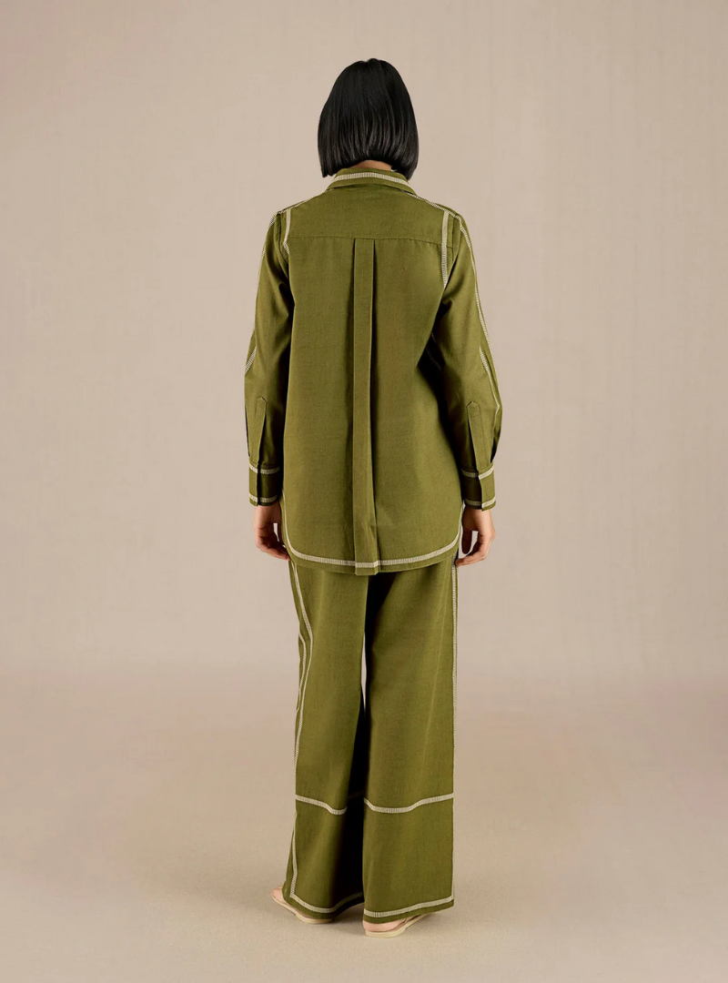 Solene Tea Green Khadi Shirt Set