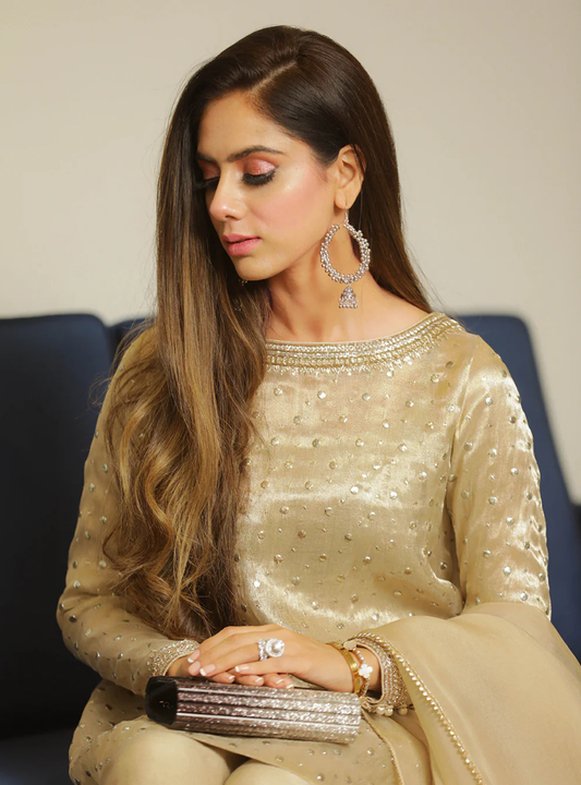 Amara Gold Hand-Embellished Tissue & Organza Set