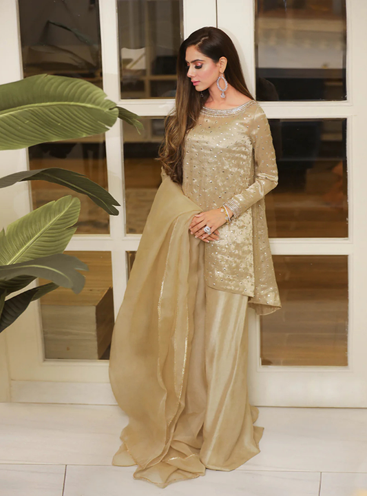 Amara Gold Hand-Embellished Tissue & Organza Set