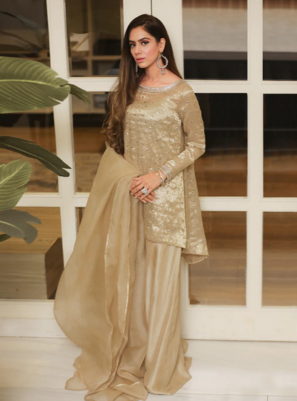 Amara Gold Hand-Embellished Tissue & Organza Set