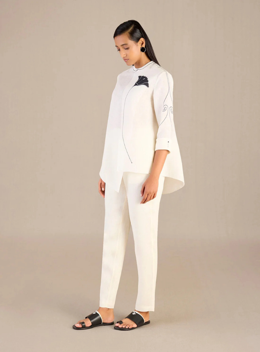 Ayzel Ivory Linen Shirt Set Dress