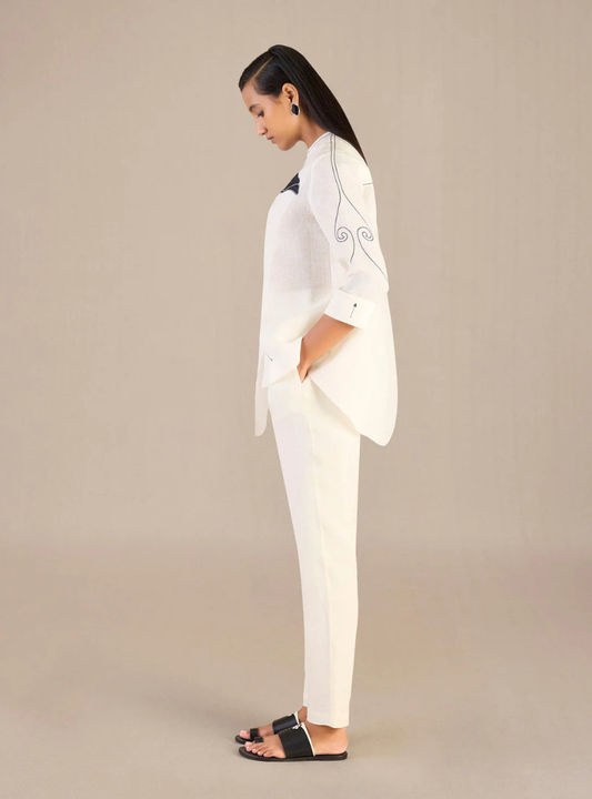 Ayzel Ivory Linen Shirt Set Dress