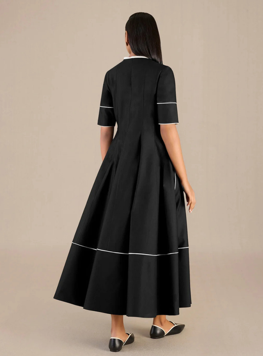 Elayna Ebony & Ivory Cotton Silk Dress