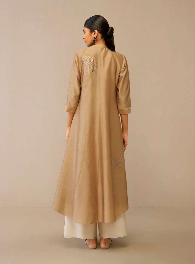 Golden Meadow Embroidered Jacket Shirt Set