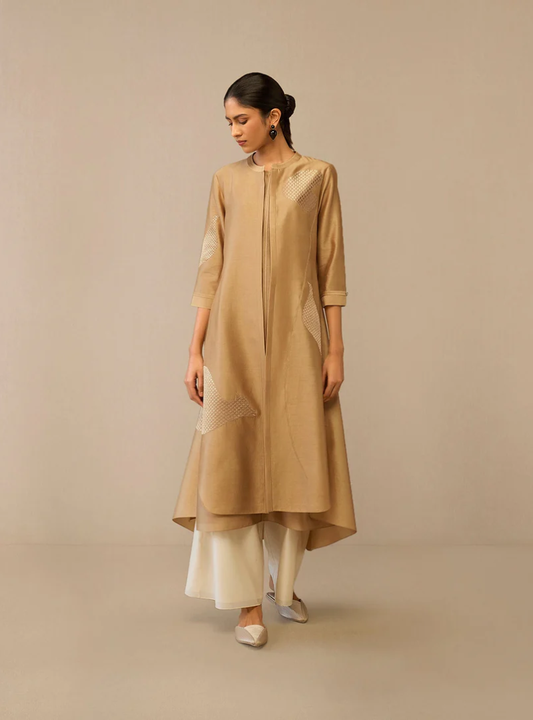 Golden Meadow Embroidered Jacket Shirt Set