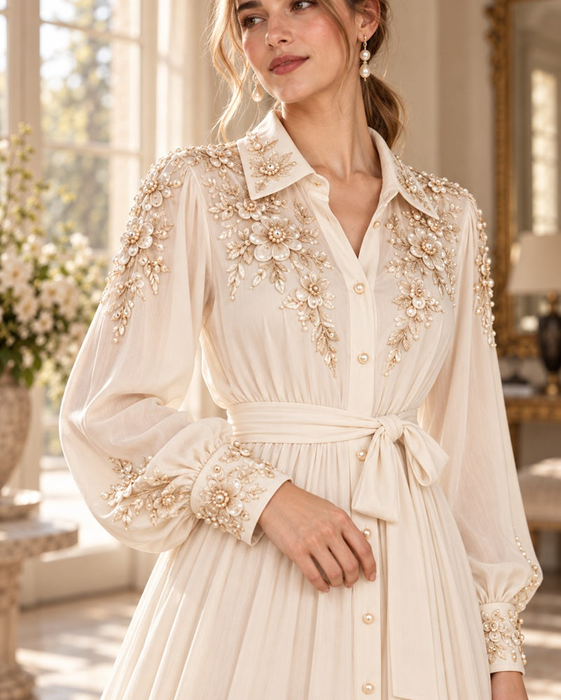 Ivory Blossom Hand Embellished Gown By TheTrendyStyle