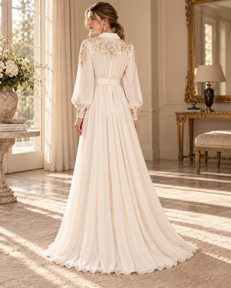 Ivory Blossom Hand Embellished Gown By TheTrendyStyle