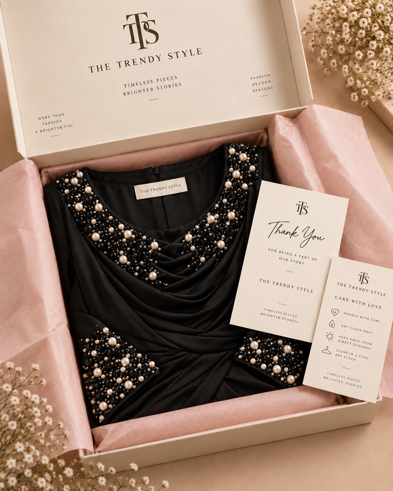 Midnight Pearl Column Maxi Gown
