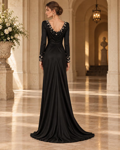 Midnight Pearl Column Maxi Gown