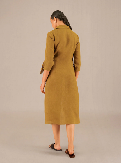 Mireya Camel Linen Dress