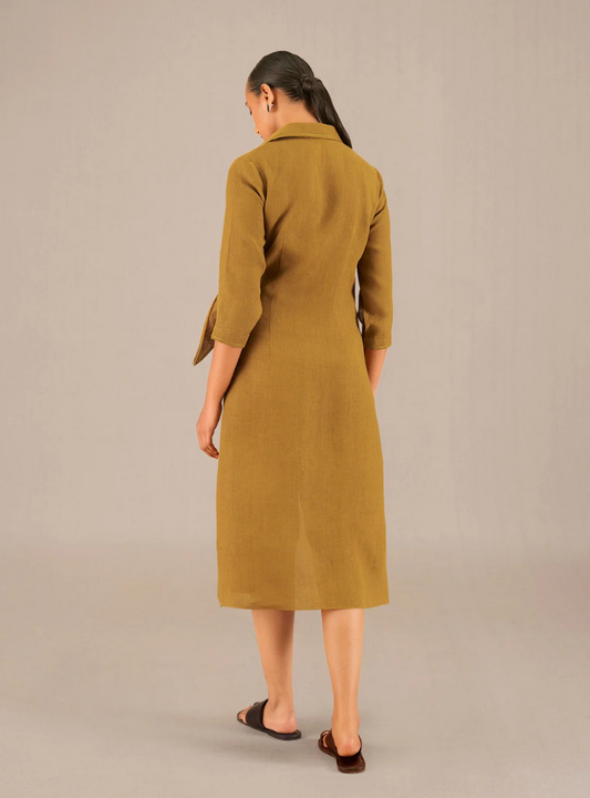 Mireya Camel Linen Dress