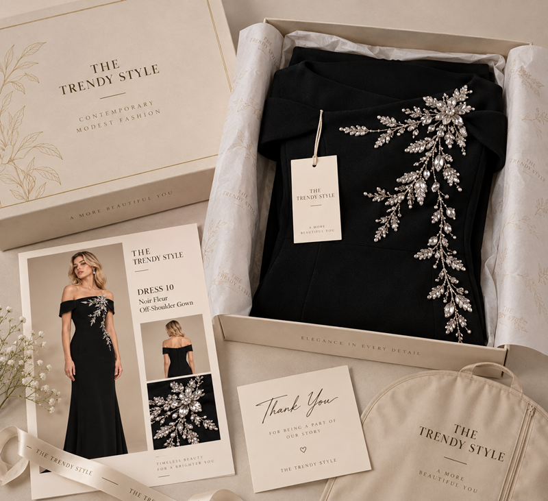 Noir Fleur Off-Shoulder Mermaid Gown Dress