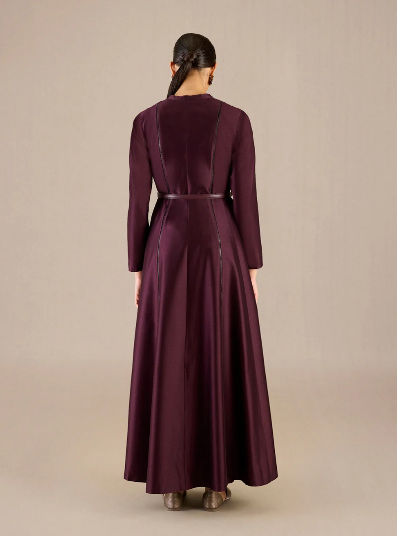 Elira Maroon Linen Slub Shirt Set