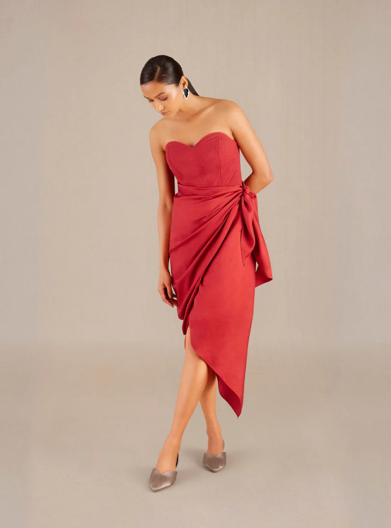 Rowan Midi Dress Redwood Knot Detail