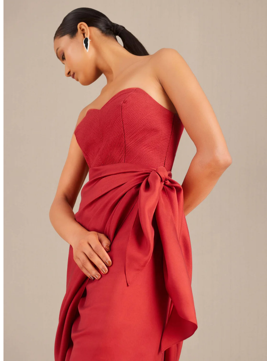 Rowan Midi Dress Redwood Knot Detail