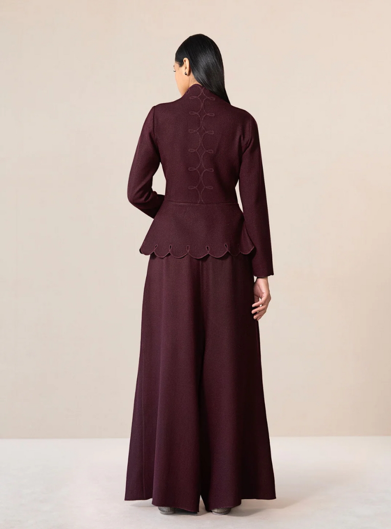Savera Burgundy Wool Jacket Set