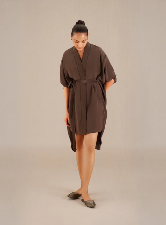 Sienna Flow Dark Brown Crepe Dress