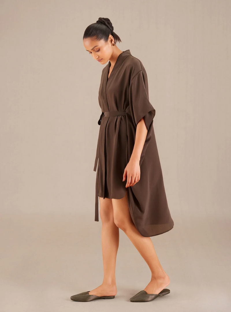Sienna Flow Dark Brown Crepe Dress