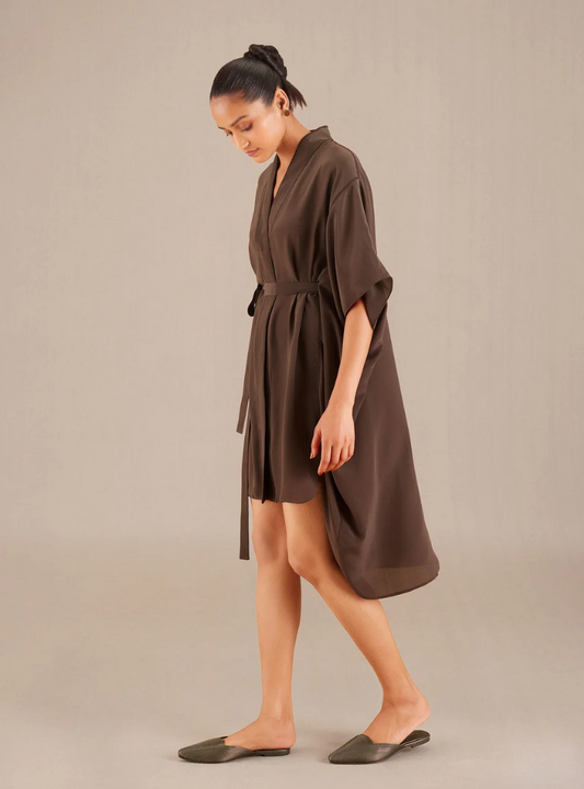 Sienna Flow Dark Brown Crepe Dress