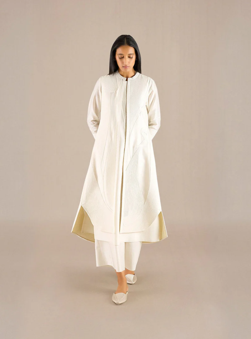 The Elowen Set Dress Embroidered Ivory Jacket Ensemble