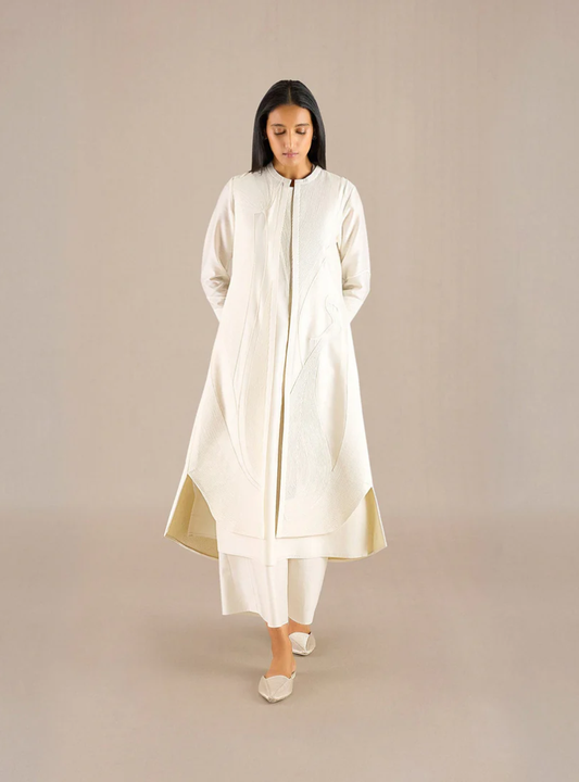 The Elowen Set Dress Embroidered Ivory Jacket Ensemble