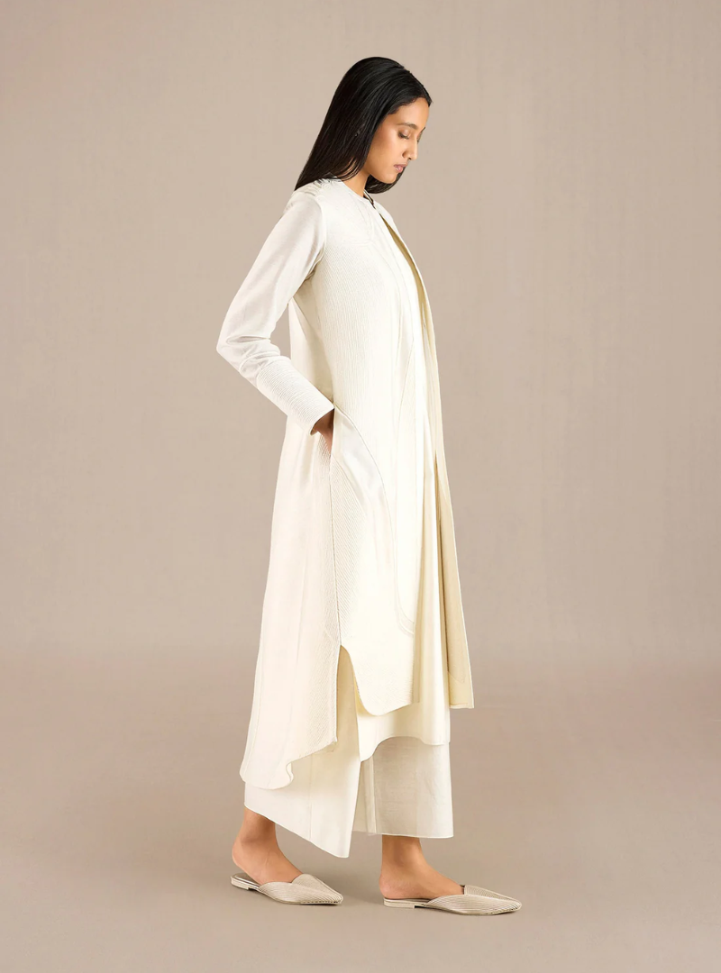 The Elowen Set Dress Embroidered Ivory Jacket Ensemble